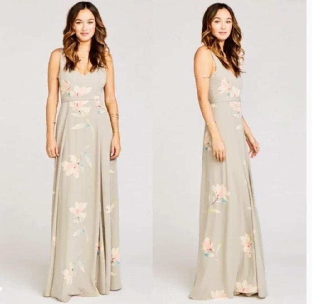 SHOW ME YOUR MUMU NWT Jenn V-Neck Maxi Dress in Gray Floral // XS